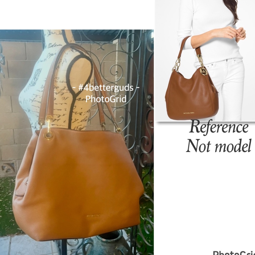Michael Kors Large Pebbled Leather Satchel Luggage Brown Shoulder Hobo Handbag - Picture 3 of 16